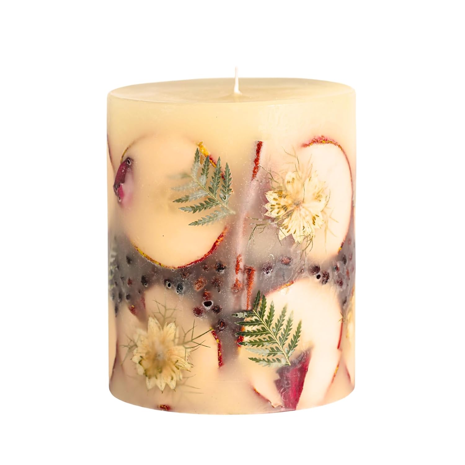 Small Round Botanical Candle - Spicy Apple 5.5" Burn Time 120 Hours Notes Of Cardamom, Cinnamon, Clove, Long Lasting Candles, Candle Gifts