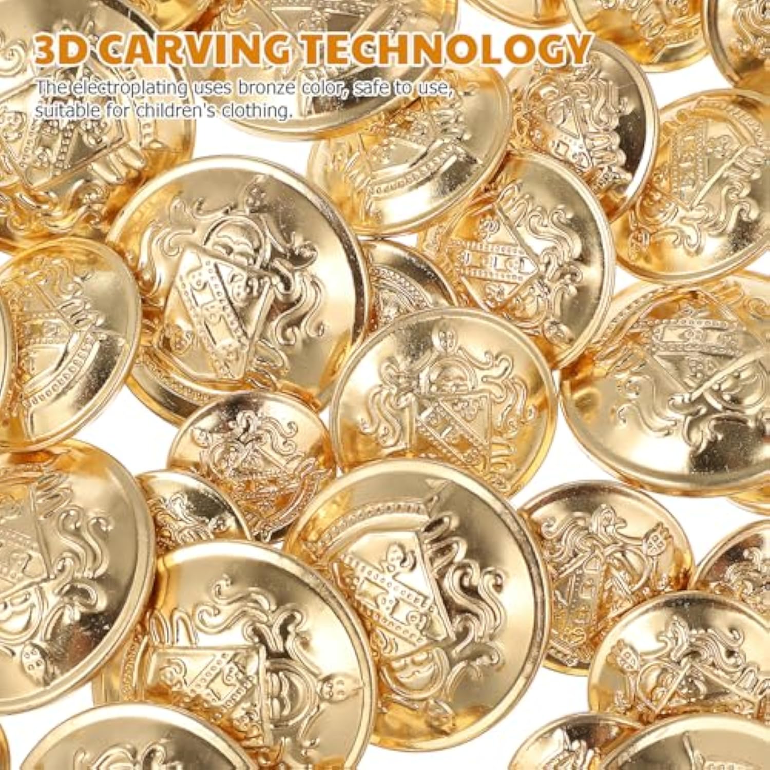 40Pcs Metal Gold Blazer Button Set, Vintage Brass Buttons For Blazer,
