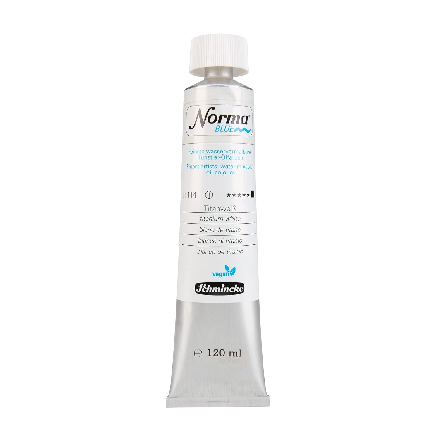 - Norma Blue, 21114012, Finest Water-Based Artists' Oil Colors, Highly Pigmented, Lightfast, Vegan, Titanium White - 120 Ml