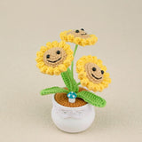 Knitting Crochet Sunflower Flowers Potted Plants, Sunflowers For Friends, Students, Family And Lover, Handmade Flowers For Home Office Decoration, Car Decoration.