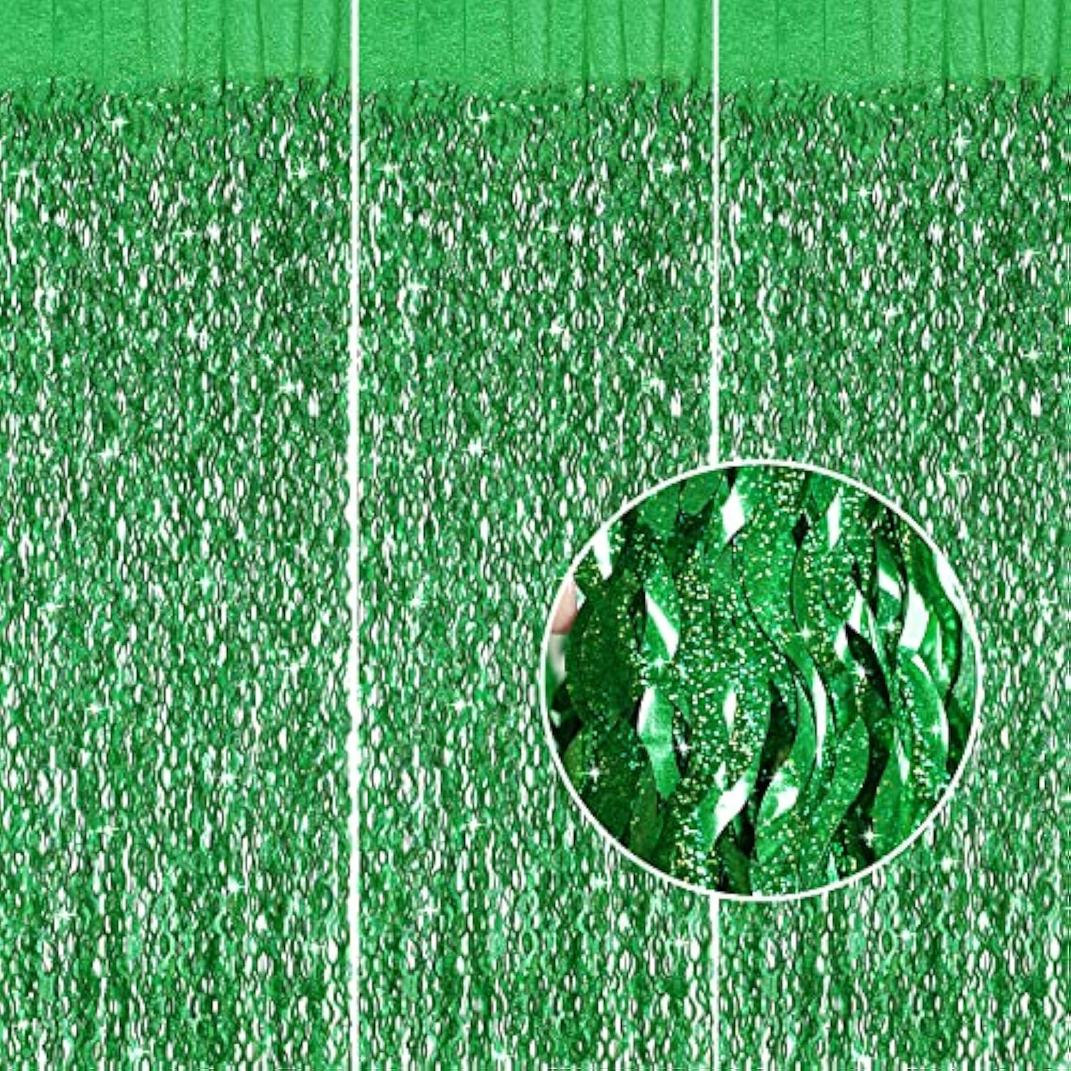 3PCS Green Foil Backdrop Curtains, 3.3x6.6ft for Birthday, Christmas & Graduation Party Decor