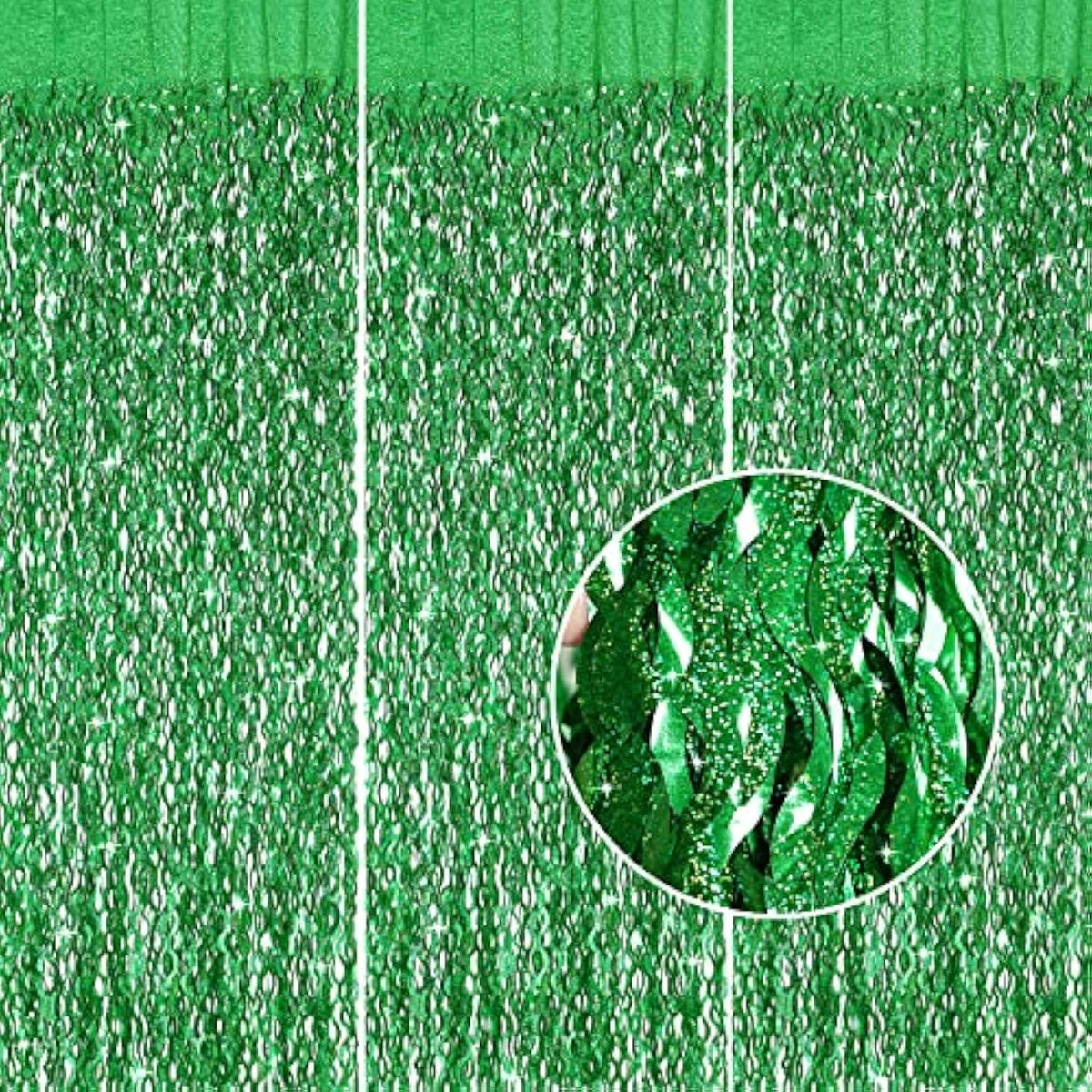 3PCS Green Foil Backdrop Curtains, 3.3x6.6ft for Birthday, Christmas & Graduation Party Decor