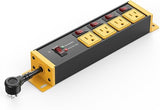 20A Heavy Duty Power Strip Individual Switches 12 Gauge Short Flat Cord Yellow