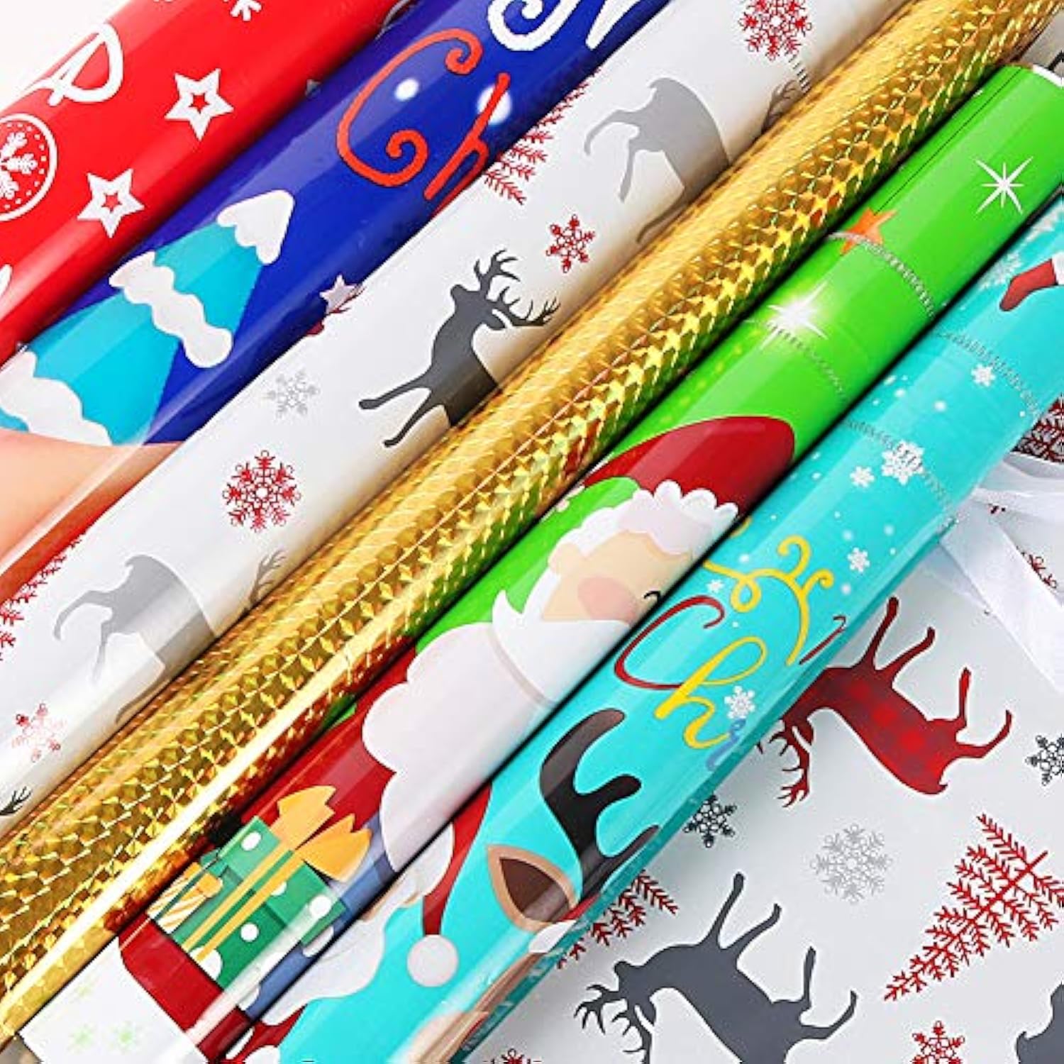 Holiday Drawstring Gift Bags, 30Pcs Christmas Foil Gift Wrapping Sacks Pouches For Xmas Presents Party Favor (Large Medium Small)