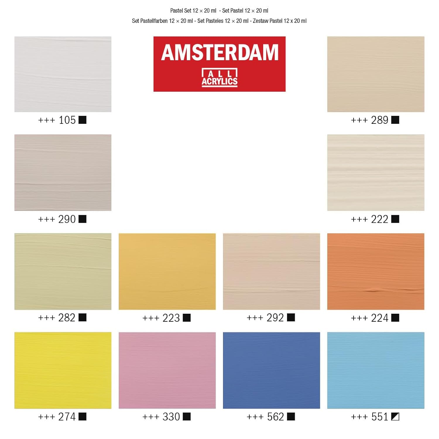 Royal Talens Standard Series Acrylic Color, 20Ml Tubes, Set Of 12 Pastel (17820601)