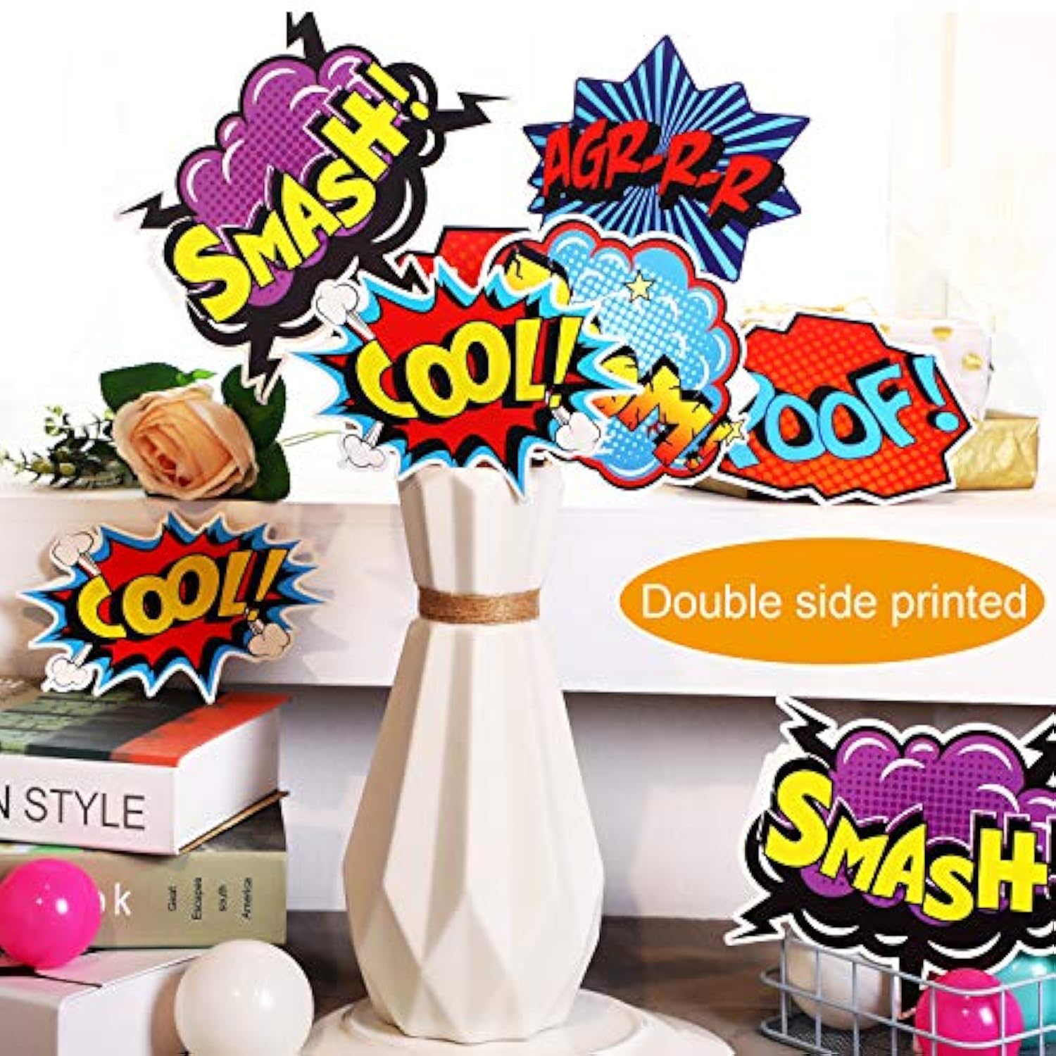 30 Pieces Hero Themed Party Decorations, Fun Hero Sign Cutouts Signs Paper Cardboard Cutouts