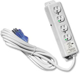 4 Outlet Hospital Grade Power Strip with 15 ft Cord and Tamper Resistant Outlets UL 1363A
