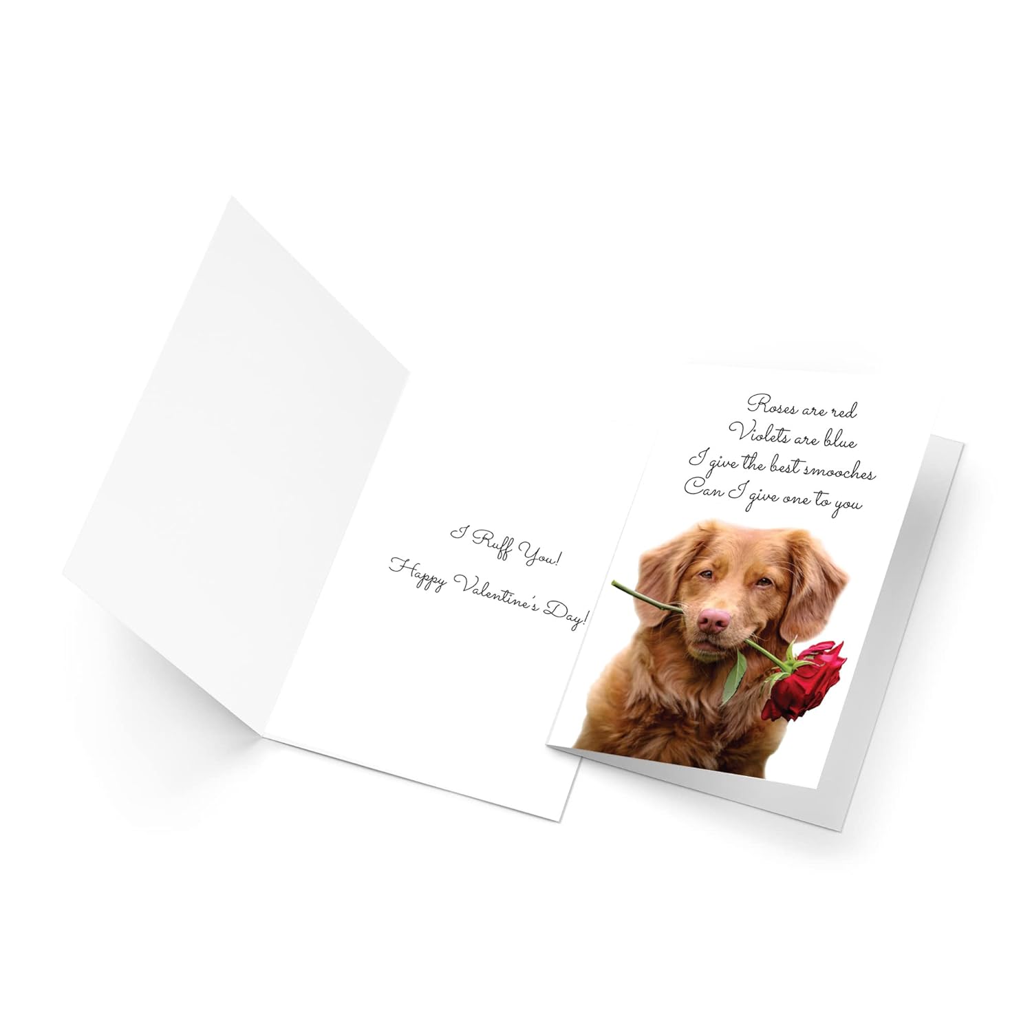 Golden Retriever Valentine'S Day Card Dog Roses Are Red Poem, Made In America, Eco-Friendly, Thick Card Stock With Premium Envelope 5In X 7.75In, Packaged In Protective Mailer