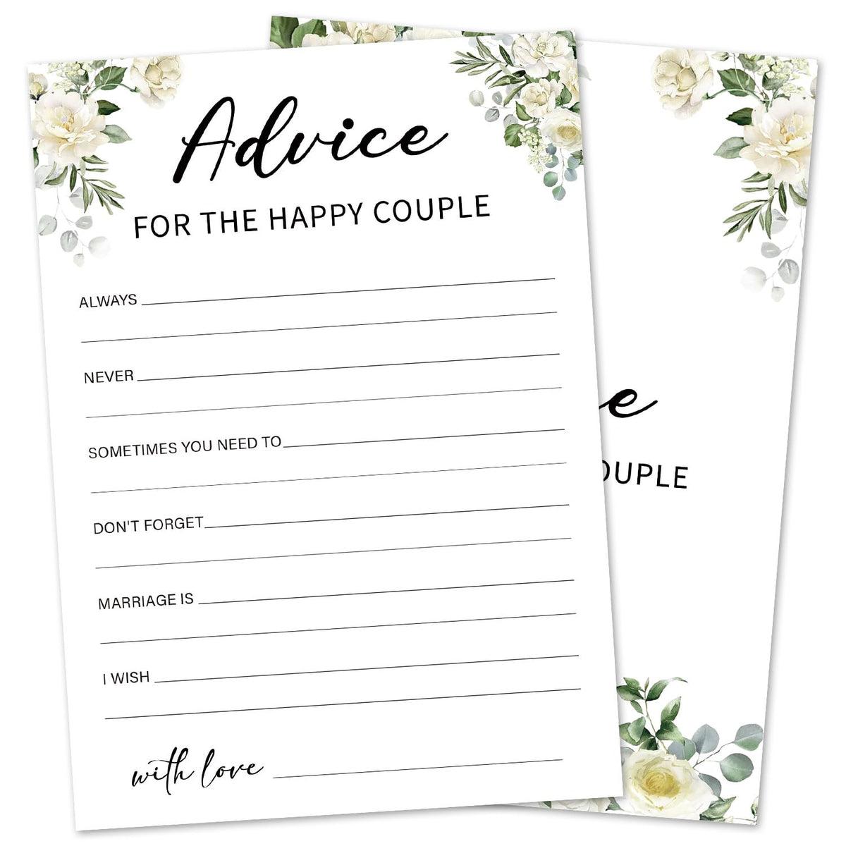 Eucalyptus Bridal Shower Games 30 Guests, Wedding Advice Cards Bridal Games For Showers, White Rose Advice And Wishes For The Mr And Mrs Wedding Engagement Party Activity Supplies/Green-14
