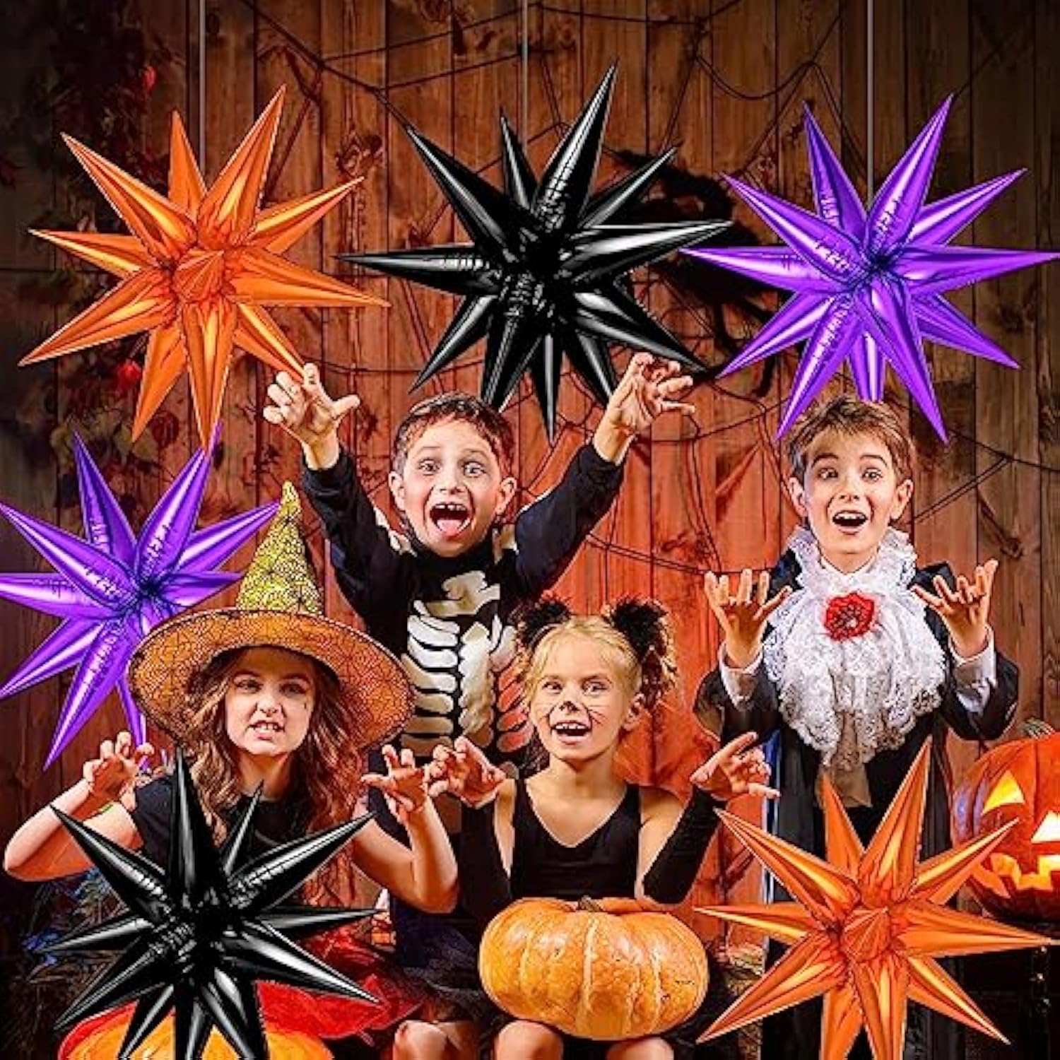Purple Black Orange Star Balloons 72PCS 26 Inch Metallic Foil Halloween Birthday Party