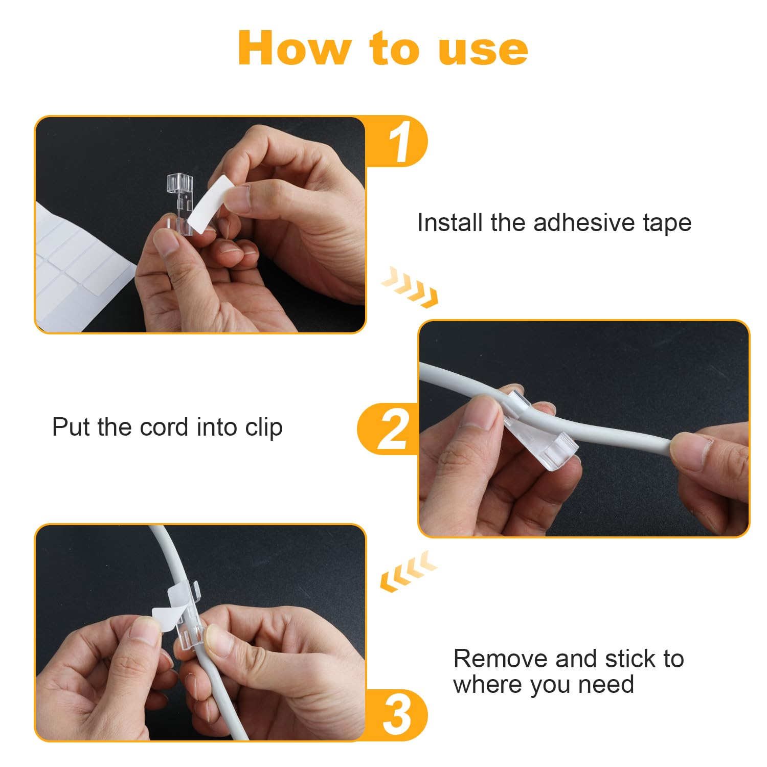 40Pcs Uv-Resistant Hooks For Outdoor String Lights Clips, Heavy Duty Cable Clips With Waterproof Adhesive Strips For Hanging Halloween & Christmas Lights,Clear Sticky Cord Holders Rope Organizer(L)
