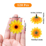 120Pcs Silk Artificial Gerbera Daisy Heads, 1.5 Inch Fabric Fake Chrysanthemum Flowers Floral Heads For Wedding, Party, Home, Beach Decoration And Diy Craft (Yellow)