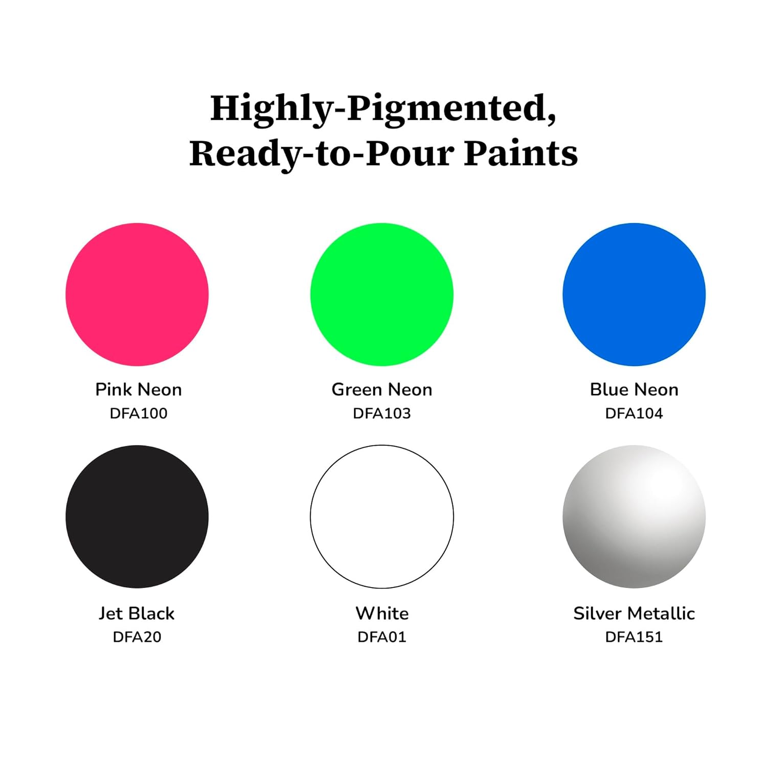 DecoArt Fluid Art Ready-to-Pour Paint Set – Neon Blast Colors, Set of 6 (4 fl oz Bottles) – Neon Acrylic Pouring Paints for Canvas, Wood & Fluid Art DIY Projects