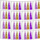 4P Purple-Gold Foil Fringe Metallic Tassel Garland, Tassels Banner Streamers For Parade Floats, Bachelorette, Wedding, Birthday, Halloween, Christmas, Bridal/Baby Shower Party Decorations