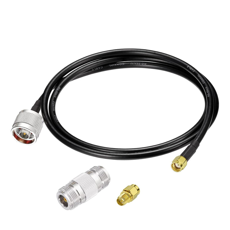 Rp-Sma Male To N Male Rg58 Low Loss Cable 3Ft + Sma Male To Rp-Sma Female Adap