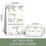 Greenery Guess How Many Kisses Bridal Shower Game - 1 Sign + 50 Cards Set, Bridal Shower Games, Bachelorette Party Night, Bridal Shower Games Ideas