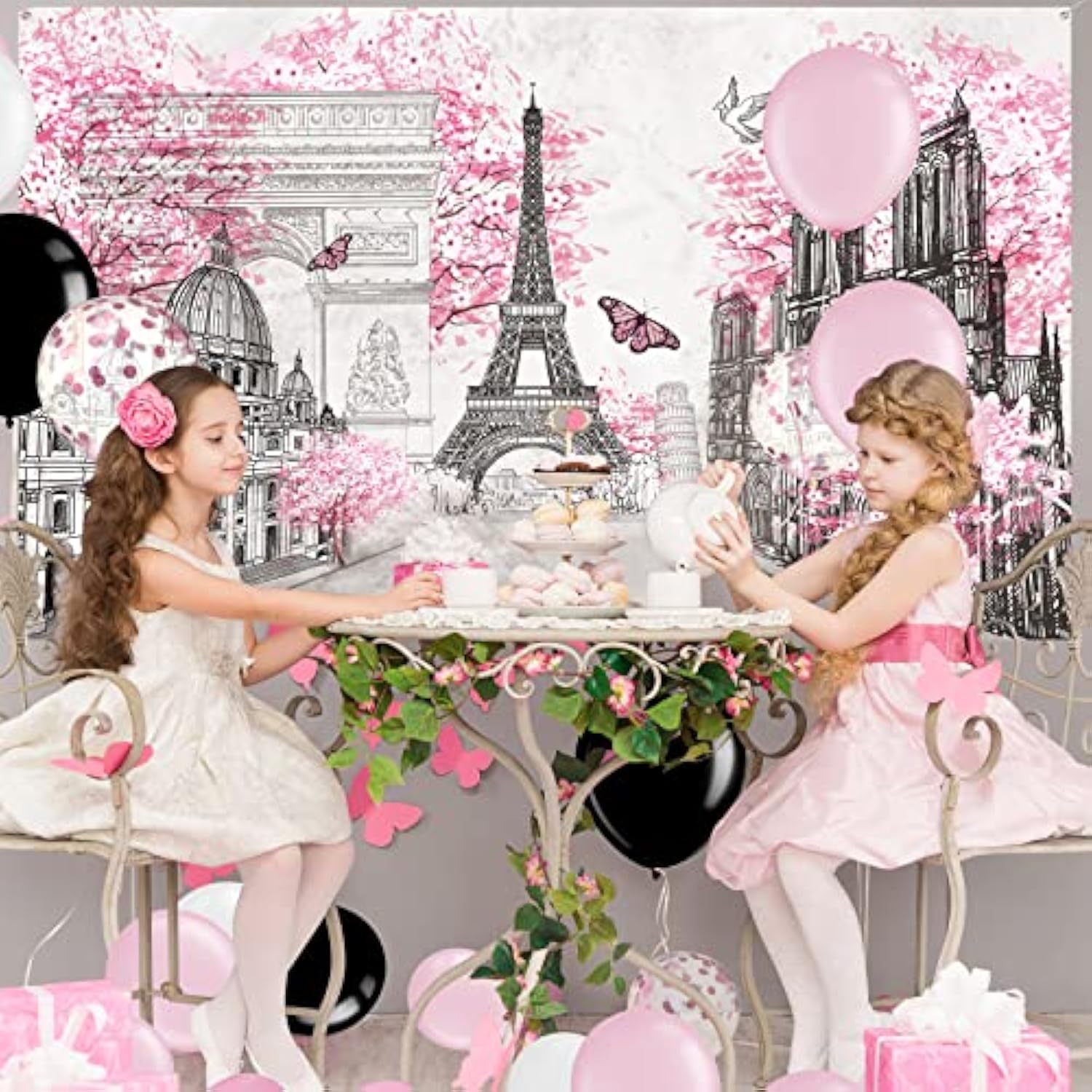 76 Pcs Paris Party Supplies Set Pink Paris Theme Party Decoration Eiff