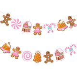 Pink Gingerbread Banners Christmas Gingerbread Theme Party Decorations 2Pcs Christmas Candy Cane Gingerbread House Cutout Banners Holiday Xmas Tree Hanging Decor For Girls Merry Xmas Party Supplies