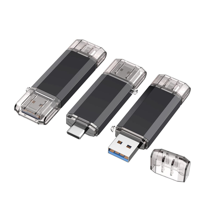 3 Pack 32Gb Usb C Flash Drive 2 In 1 Otg Usb 3.0 + Usb C Memory Stick With Key