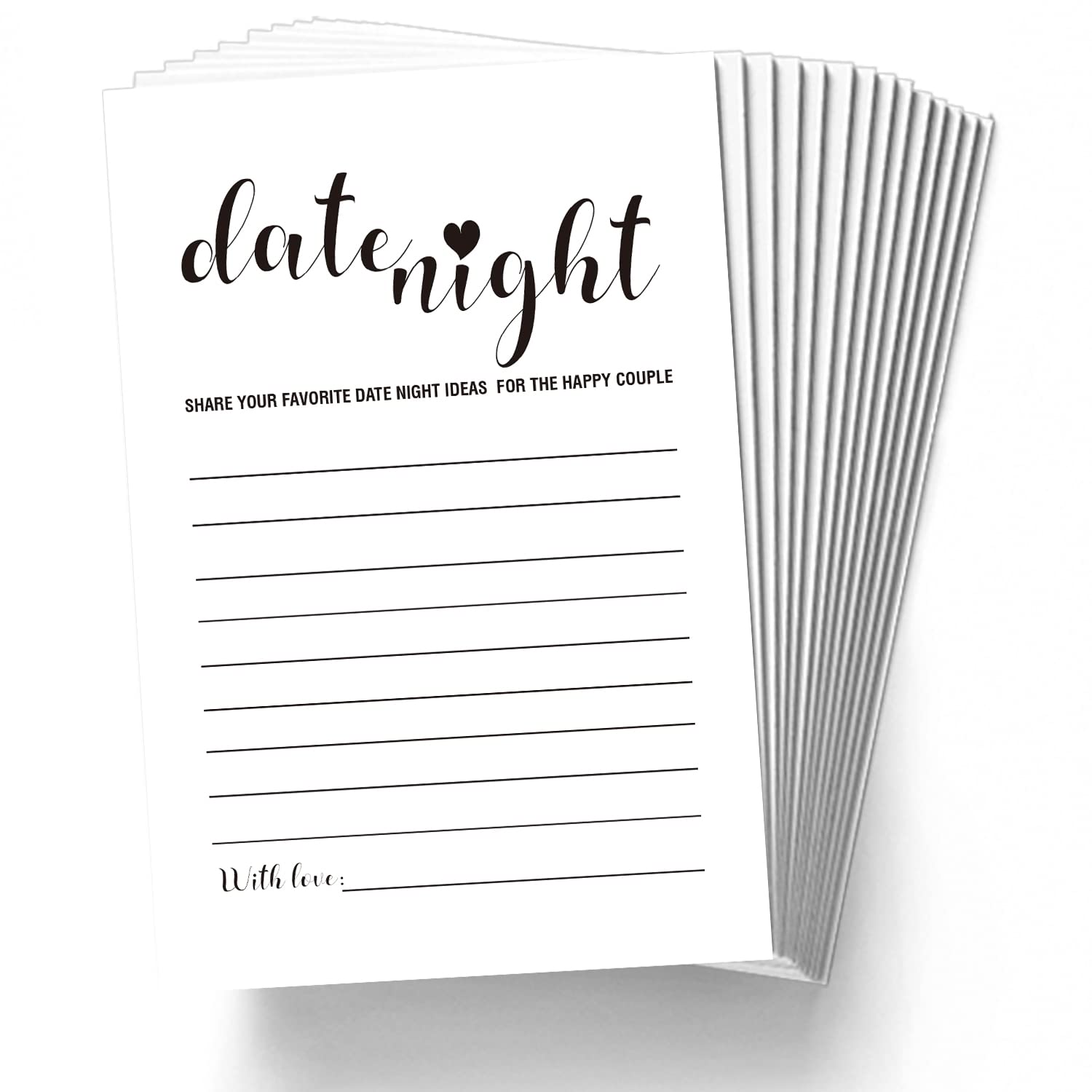50 Date Night Ideas Cards-Advice And Wishes Cards -Date Night Ideas Great Gifts For Bridal Shower, Wedding, Bride And Groom, Bachelorette Party,4 X 6 Inches.