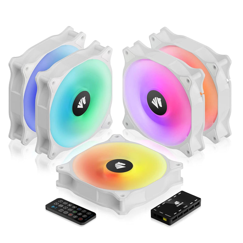 ASIAHORSE WD-001 Series 120mm Case Fan with Controller, White 5V ARGB Motherbo