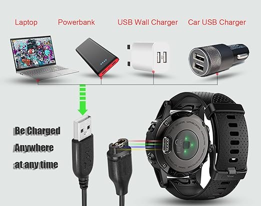2 Pack 3.93FT Replacement Charging Cable for Compatible Garmin Smartwatches