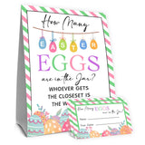 Eggs Easter Party Games For Adults Family Large Groups,Easter Games For Kids, How Many Eggs Are In The Jar,Birthday Party Game & Activities 50 Cards And Sign