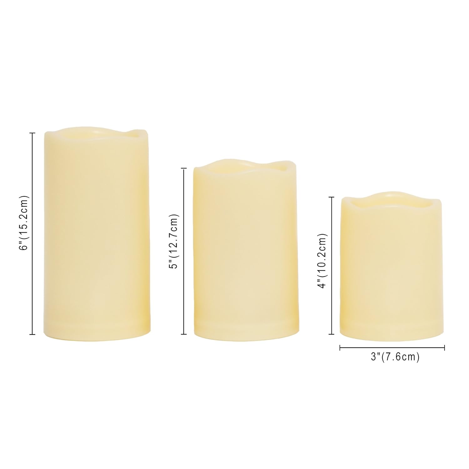CANDLE CHOICE Waterproof Outdoor Battery Operated Flameless Candles with Remote Timer Plastic Realistic Flickering Fake Electric LED Pillars for Lantern Garden Wedding Christmas Decorations 3 Pack