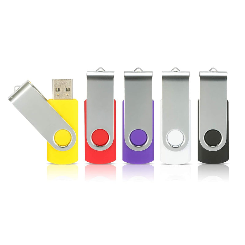 64Gb Flash Drives 5 Pack, Usb Flash Drive Usb 2.0 Thumb Drive Swivel Memory St