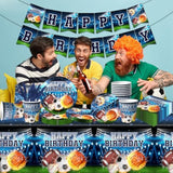 142Pcs Sports Party Supplies Set with Plates, Napkins, Tablecloth & Banner and All-Star Theme