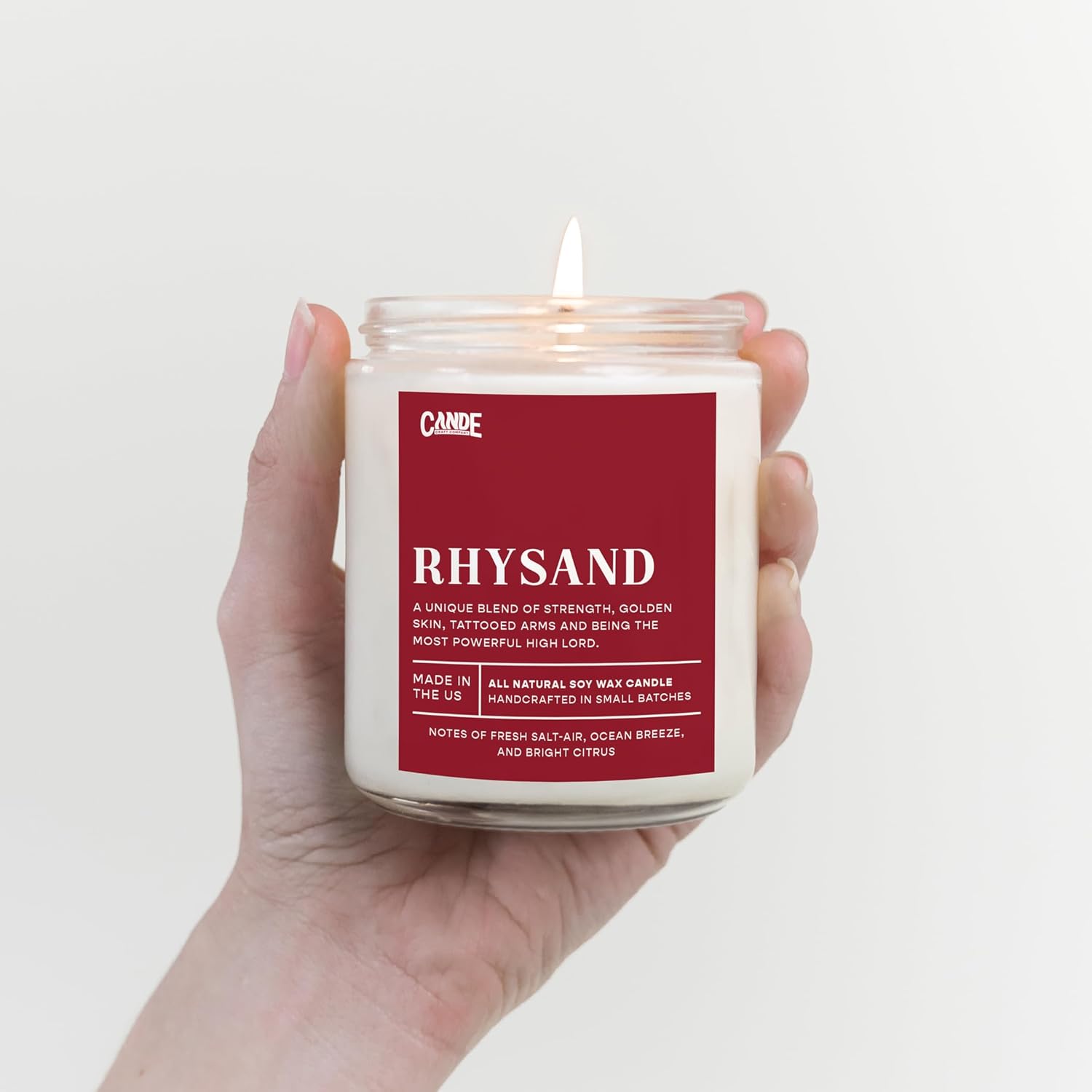 Rhysand Scented Candle - Iced Vanilla Woods, 35+ Hour Burn Time, Book Inspired Gift, All-Natural Soy Wax, Housewarming, Modern