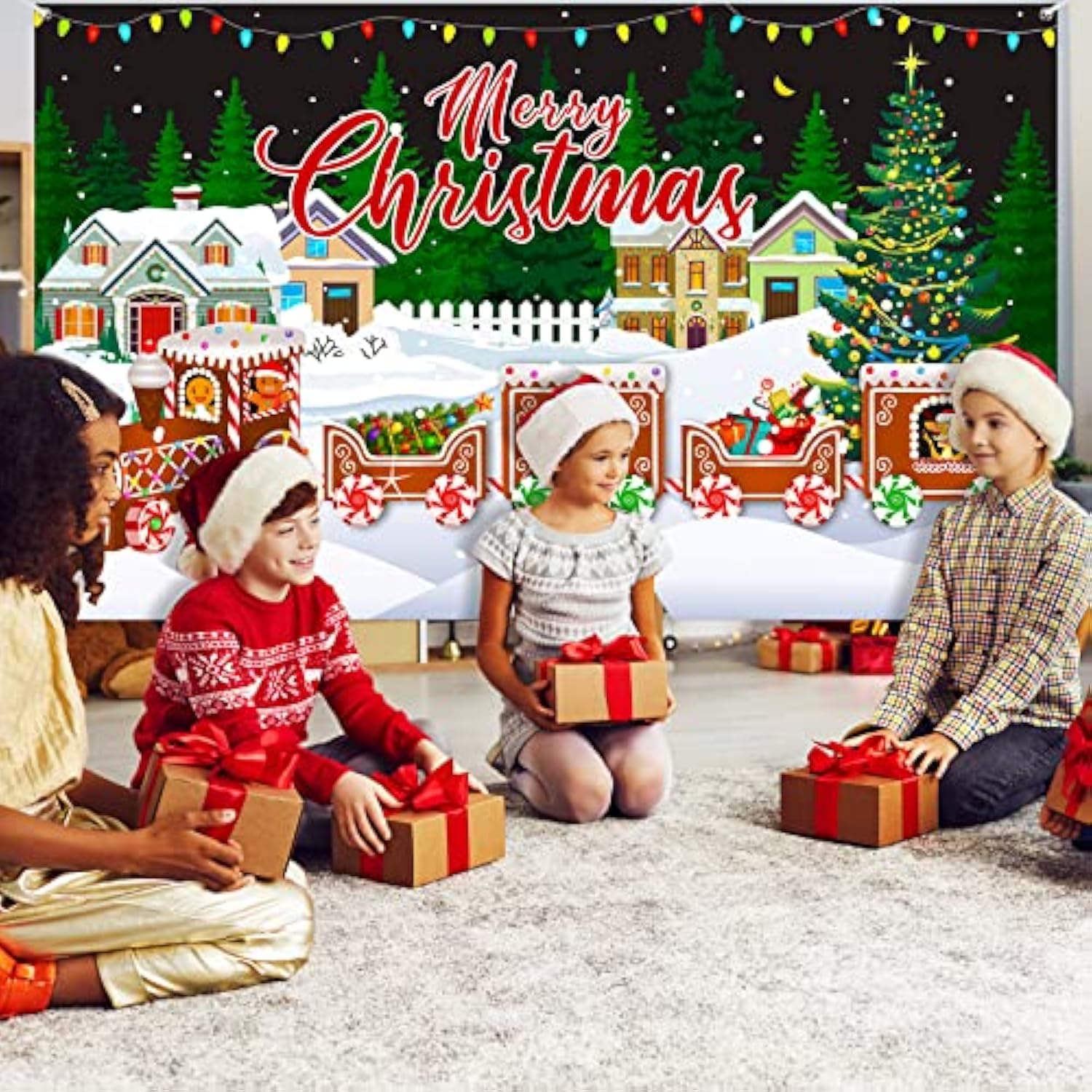 Extra Large Merry Christmas Fabric Banner for Holiday and New Year Party Decor