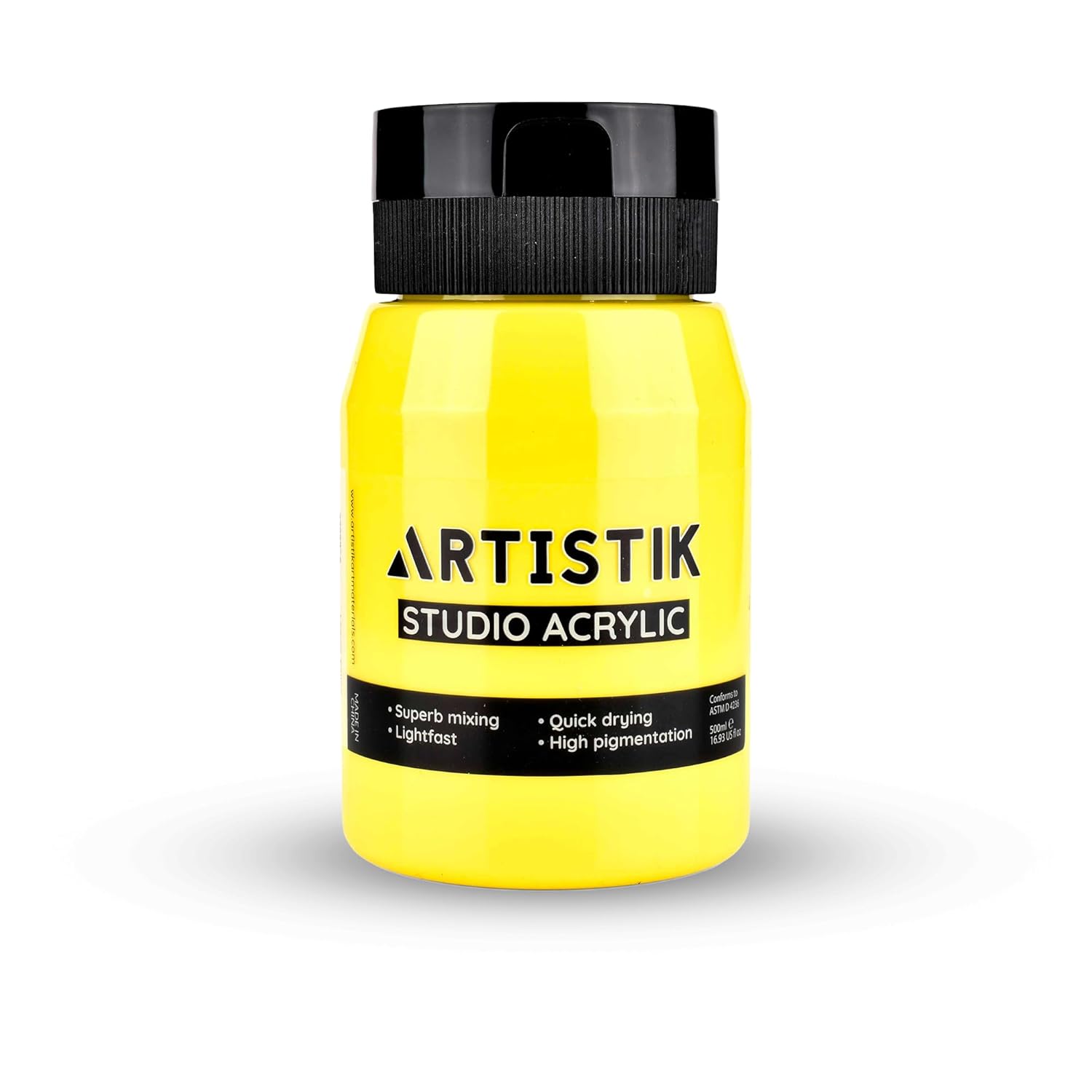 Artistic Acrylic Paint Jar - High-Pigment, Fade Proof Painting Supplies, Suitable For Canvas, Wood, Leather, Fabric, Stone & Craft - Lemon Yellow 16.9 Fl Oz