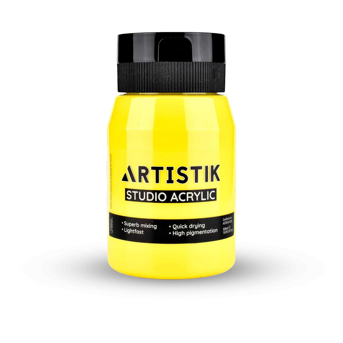 Artistic Acrylic Paint Jar - High-Pigment, Fade Proof Painting Supplies, Suitable For Canvas, Wood, Leather, Fabric, Stone & Craft - Lemon Yellow 16.9 Fl Oz