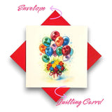 Handmade Quilling Love Card Romantic Greeting For Valentine Birthday Anniversary Special Occasion Congratulations Floral Balloon Design Heartfelt Gift Blank Inside