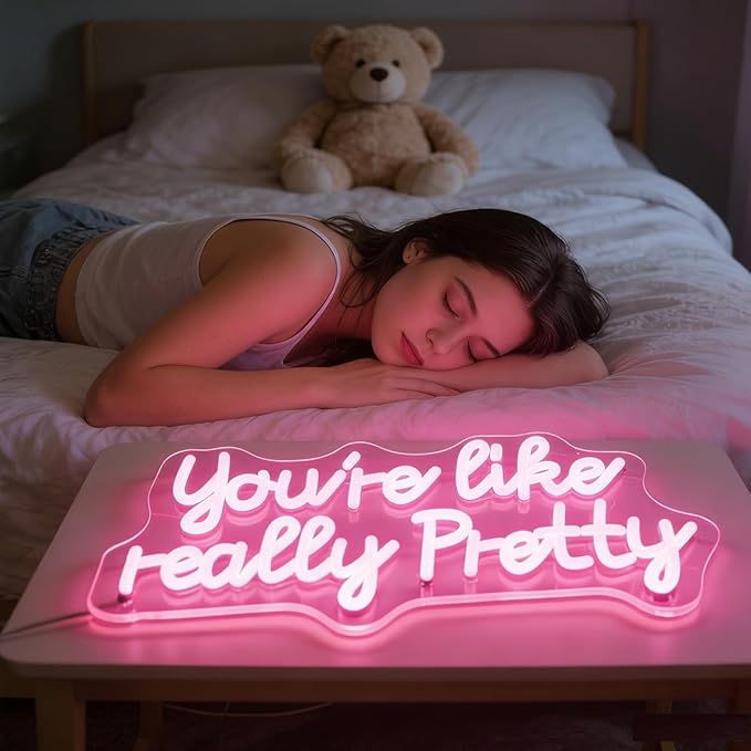 You Like Really Pretty Pink Neon Sign USB Dimmable LED Wall Decor for Bedroom
