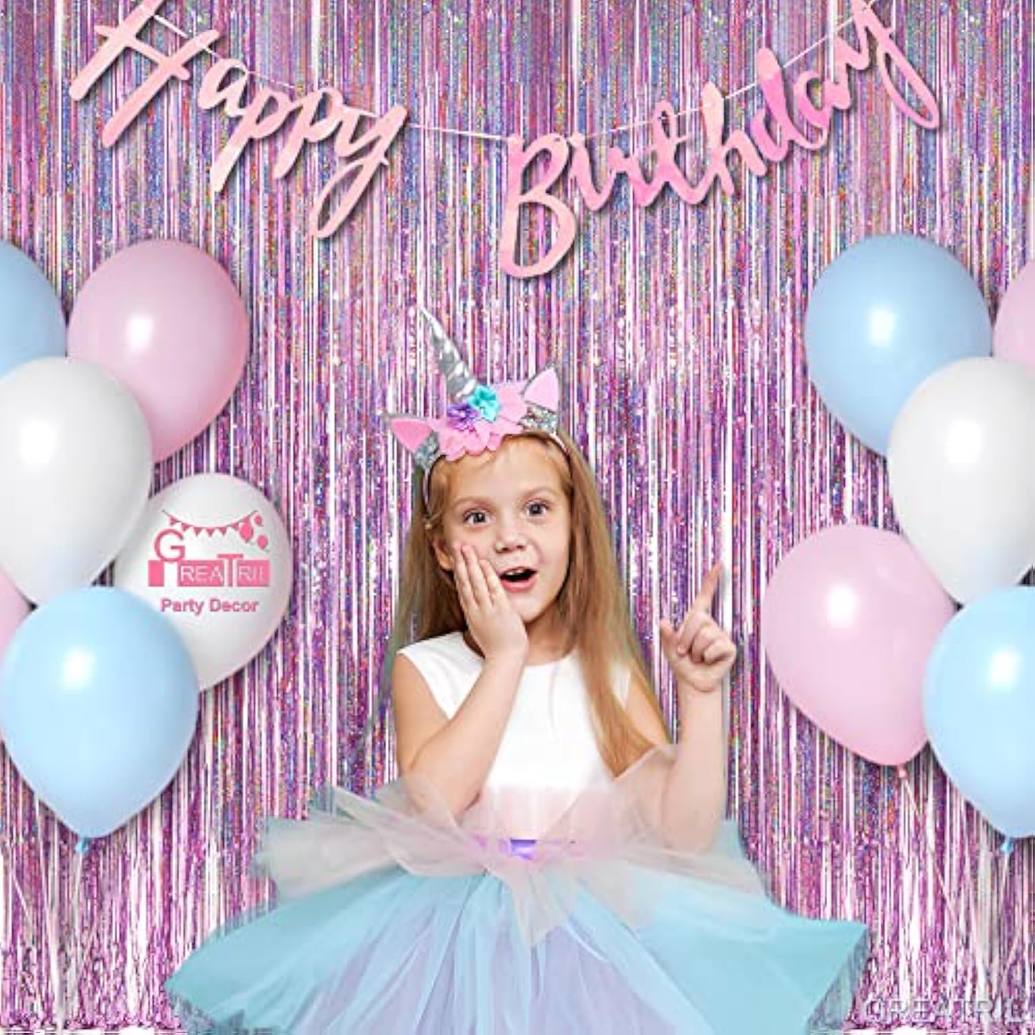 2pcs Pink Tinsel Curtain Party Backdrop Lilac Pink Foil Fringe for Theme Parties