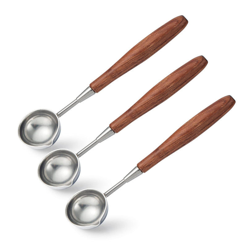 Stainless Wax Seal Spoon With Wooden Handel 3 Pcs