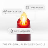 - Flameless Battery Operated Taper Candle - Red - Pack Of 2-1X6 Inch - Led Flickering Flame - Realistic Safe For Home Kids And Pets