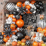 Halloween BOO Balloon Arch Garland Kit Orange Black White Pumpkin Eyeball Spider Party Decor
