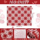 160 Sheet Valentine'S Day Wax Paper Sheets For Food Heart Sign Sweet Love Grid Wax Wrapping Bulk Parchment Baking Paper Sandwich Candy Cookies Waterproof Oilproof Basket Liners Kitchen