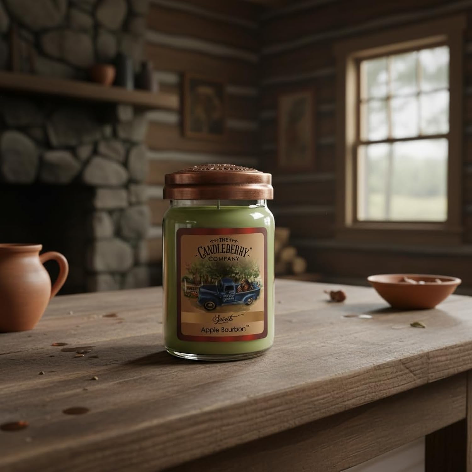 Candleberry Candles | Spirits Bourbon Inspired | Strong Fragrances For Home | Hand Poured In The Usa | Highly Scented & Long Lasting | Large Jar (Apple Bourbon)