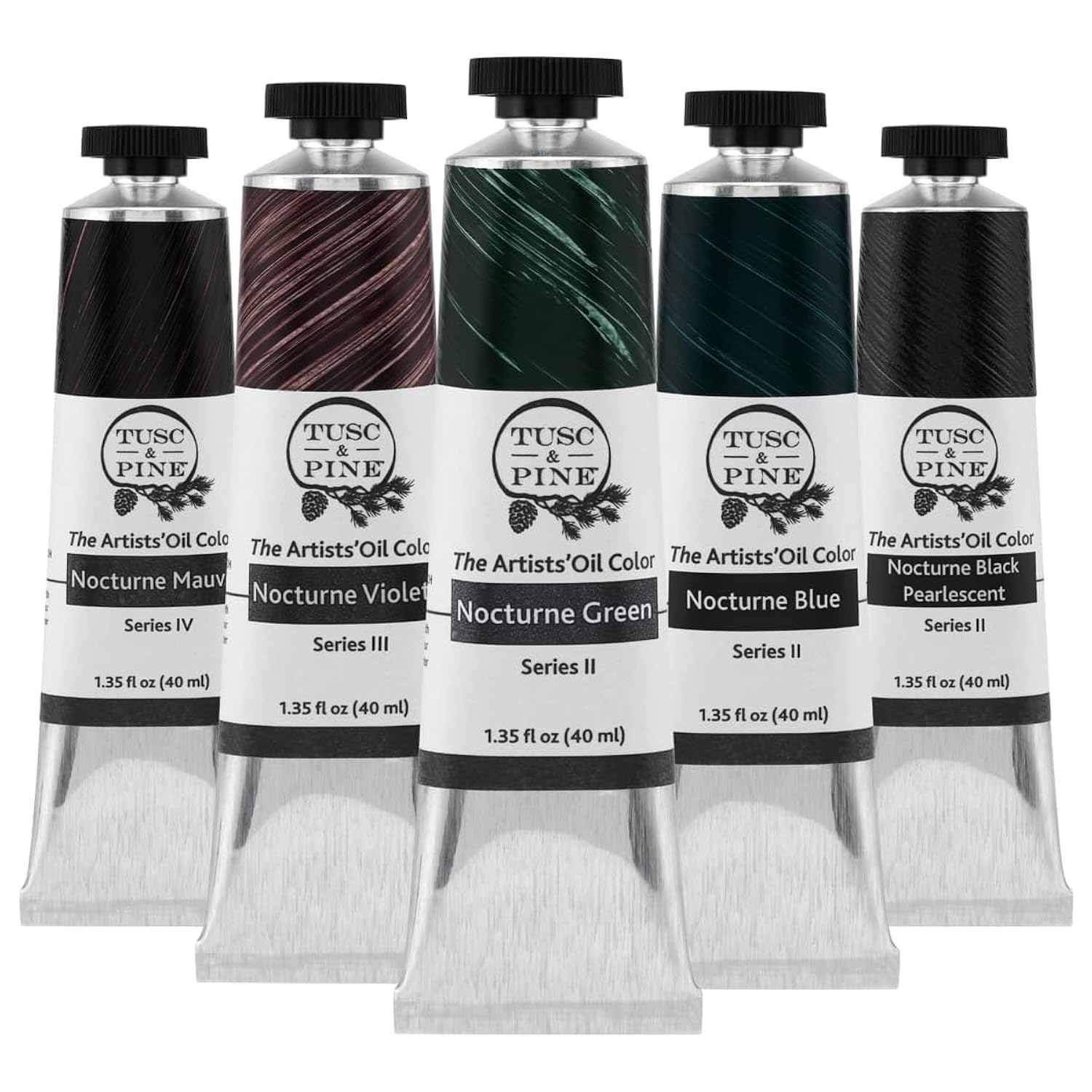 Artist Oil Paint - 40 Ml Set Of 5 - Nocturne Colors - Non-Yellowing, Rich & Creamy Consistency, Maximum Pigment Load, Small Batch Milled Oil Paints Developed For Professional Artists