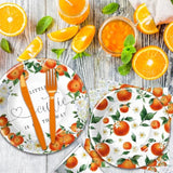 Little Cutie Baby Shower Decorations Tableware, Fruit Orange Baby Shower Decorations, Paper Plates And Napkins, Cup, Cutlery | Serves 24