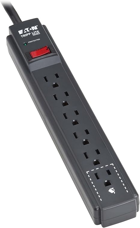 6 Outlet Surge Protector Power Strip 3FT Cord 600J 15A Circuit Breaker Black