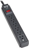 6 Outlet Surge Protector Power Strip 3FT Cord 600J 15A Circuit Breaker Black