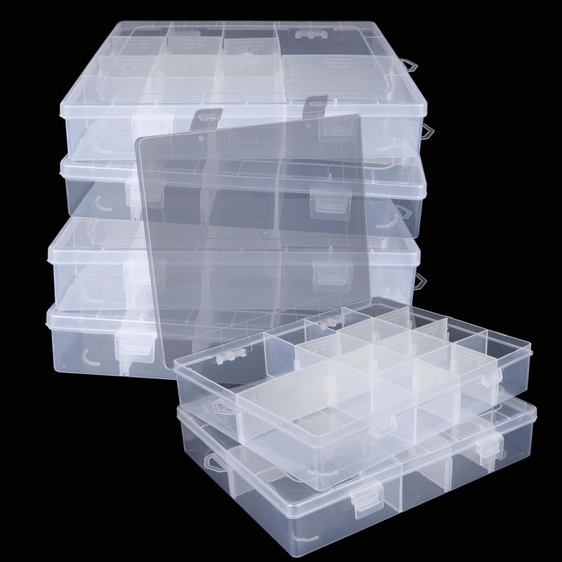 6 Pack 14 Grids Plastic Organizer Box With Dividers - 14 Compartment O