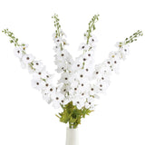 42'' Long Stem White Delphinium Artificial Flowers For Tall Vases 4Pcs Fake Hollyhock Silk Flowers Realistic Larkspur Faux Flower For Home Wedding Table Decor Floral Arrangement (Pure White)