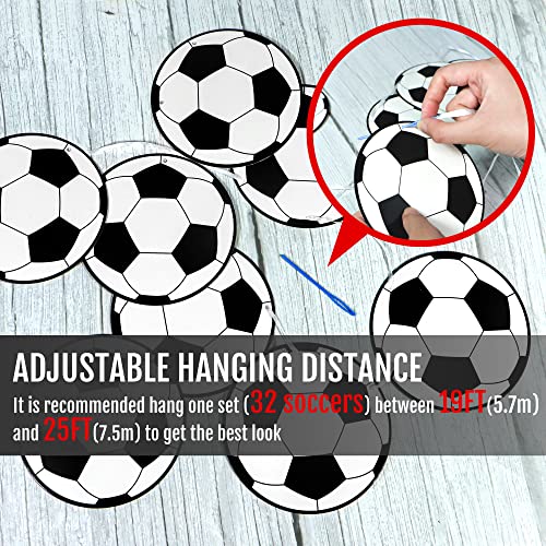 Soccer Party Decoration Banners 32 Pcs - Soccer Ball Football Pattern Garlands Bunting Decorations Cards for Kids Boys Soccer Fans Birthday Party