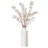Artificial Cherry Blossom Branches, 39 Inch Faux Cherry Flowers, Silk Tall Fake Flower Vase Arrangements For Home Wedding Decor, Set Of 3, White
